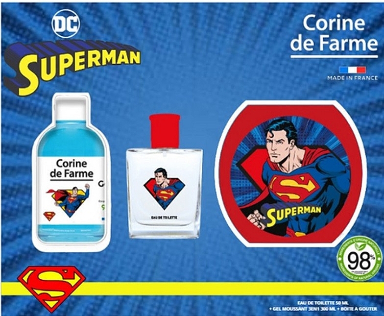 Corine De Farme Superman - Набор (edt/50ml + sh/gel/300ml + acc/1pc) — фото N1