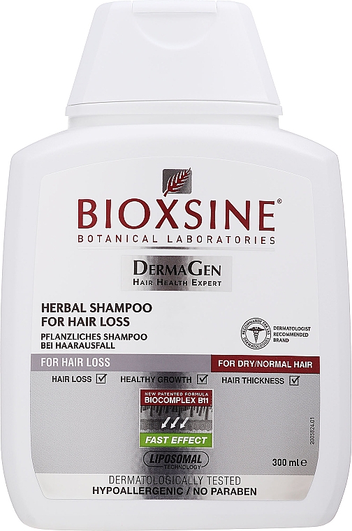 Шампунь растительный, против выпадения для нормальных и сухих волос - Biota Bioxsine Shampoo