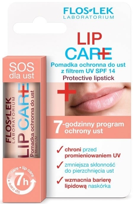 Захисна помада з UV фільтром SPF 14 - Floslek Lip Care Protective Lipstick With UV Filter SPF 14 