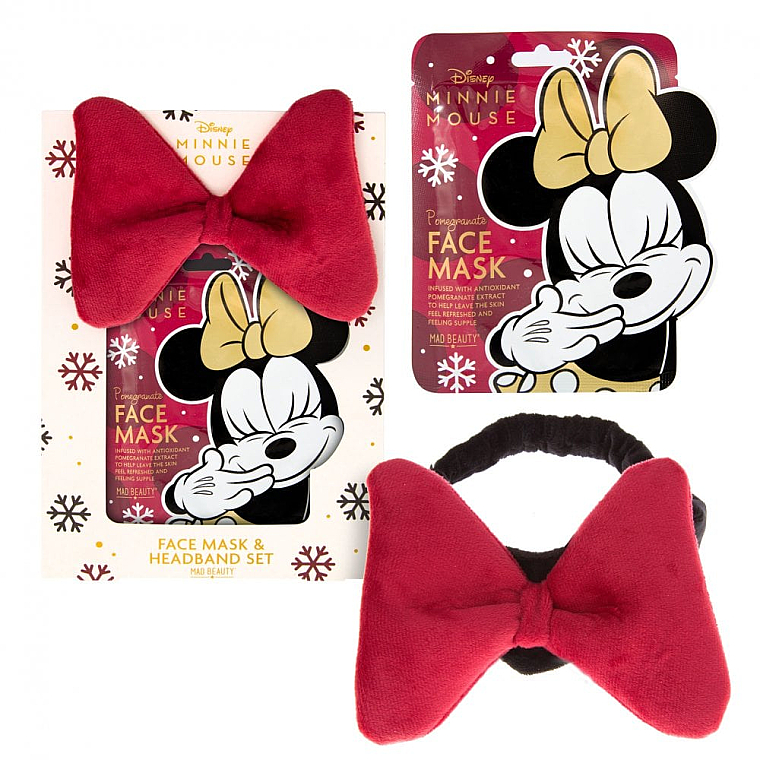 Набор - Mad Beauty Minnie Burgundy Face Mask & Headband Set (f/mask/1pcs + headband/1pcs) — фото N2