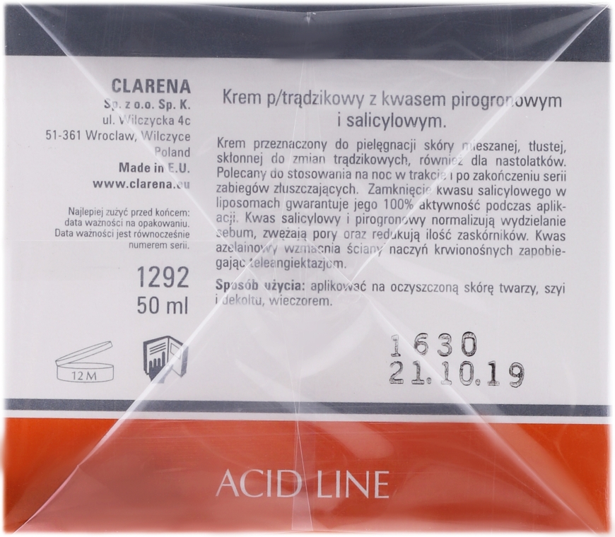 Крем с салициловой и пировиноградной кислотами - Clarena Liposome Pyruvic Acid Salicylic & Cream — фото N4