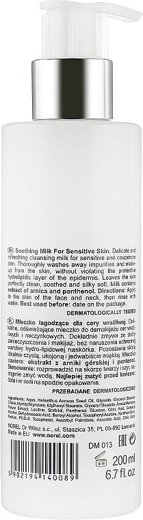 Очищаюче молочко для шкіри з куперозом - Norel Arnica Milk For Skin Couperose — фото N3
