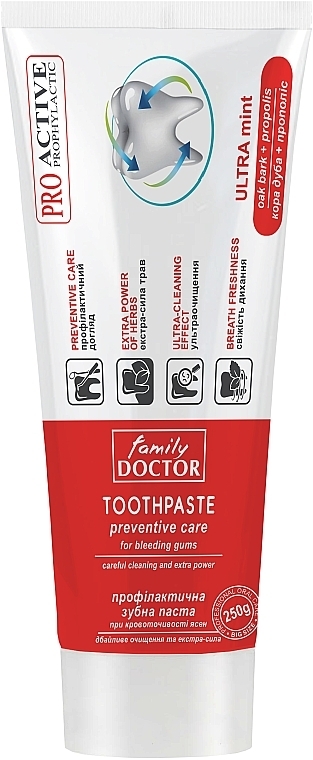 Профілактична зубна паста "Дбайливе очищення і екстрасила" - Family Doctor Toothpaste — фото N1
