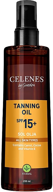 УЦЕНКА Масло для загара - Celenes Herbal Tanning Oil Spf15 * — фото N1