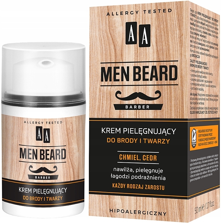 Живильний крем для бороди та обличчя - AA Cosmetics Men Beard Barber