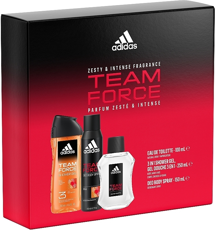 УЦЕНКА Adidas Team Force - Набор (edt/100ml + deo/150ml + s/g/250ml) * — фото N2