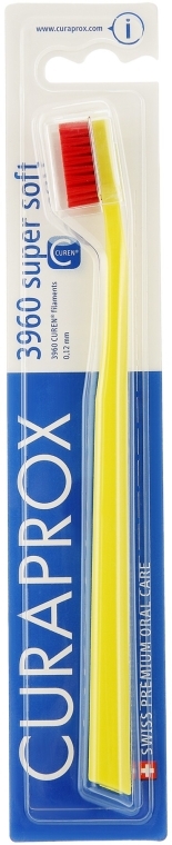 Зубная щетка CS 3960 "Super Soft", D 0,12 мм, желтая, красная щетина - Curaprox