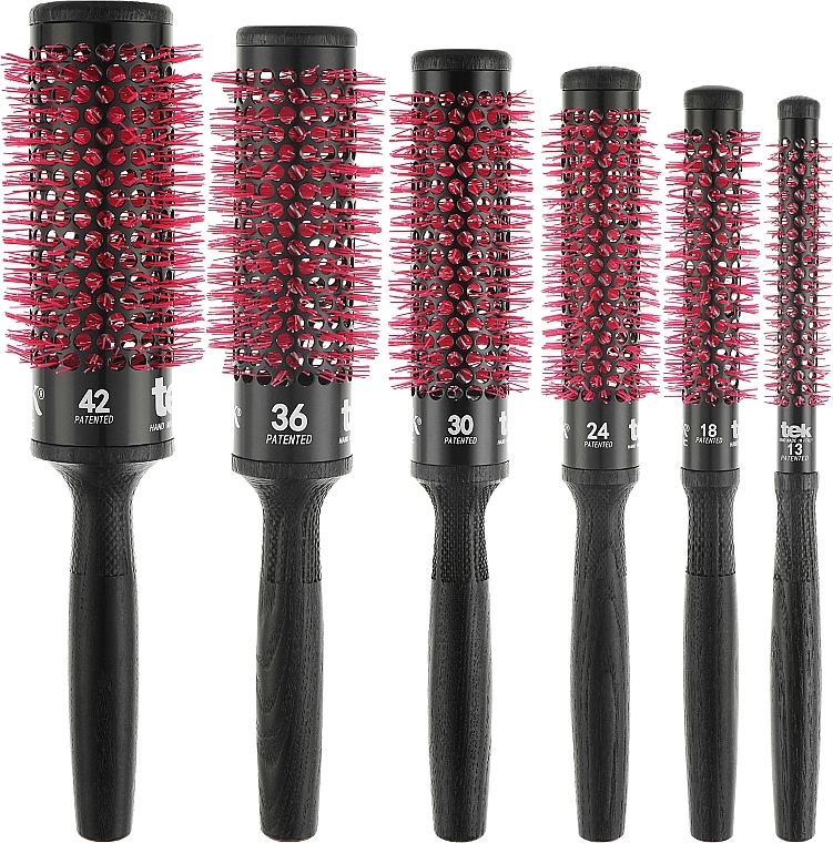 Набор профессиональных круглых черных щеток - Tek Brushes & Combs — фото N1