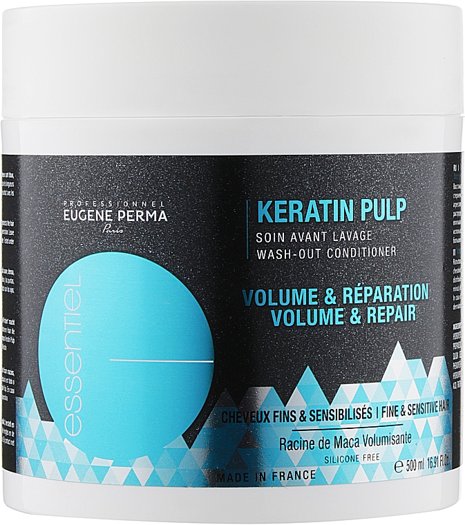 Уход для объема тонких и поврежденных волос - Eugene Perma Essentiel Keratin Pulp Control Volume&Repair Wash-Out Conditioner — фото N3