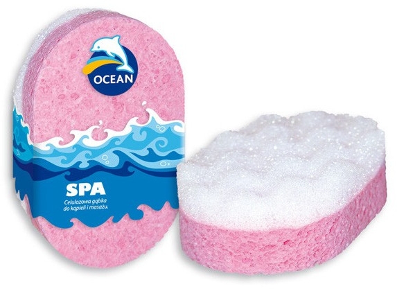 Массажная целлюлозная губка для купания "SPA", розовая - Ocean