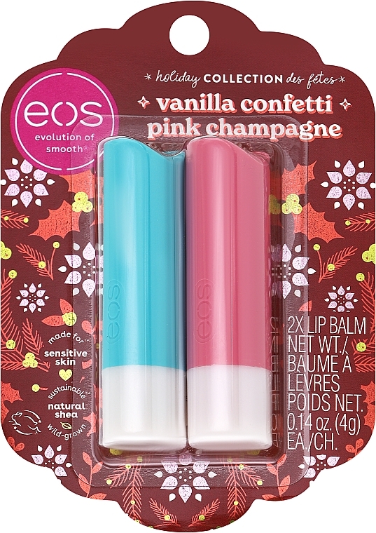 Набір "Ванільне конфеті/Рожеве шампанське" - EOS Vanilla Confetti/Pink Champagne (lip/balm/2х4 g) — фото N1