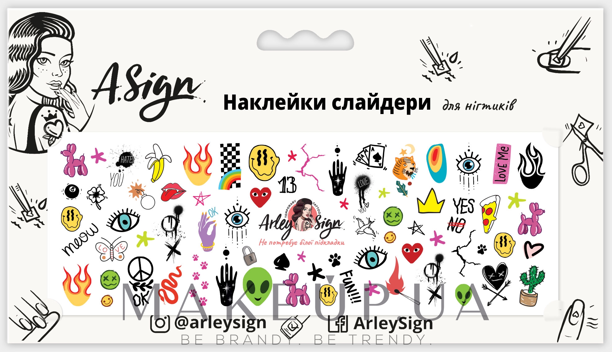 Наклейка-слайдер для нігтів "Кольоровий фан" - Arley Sign — фото 3g