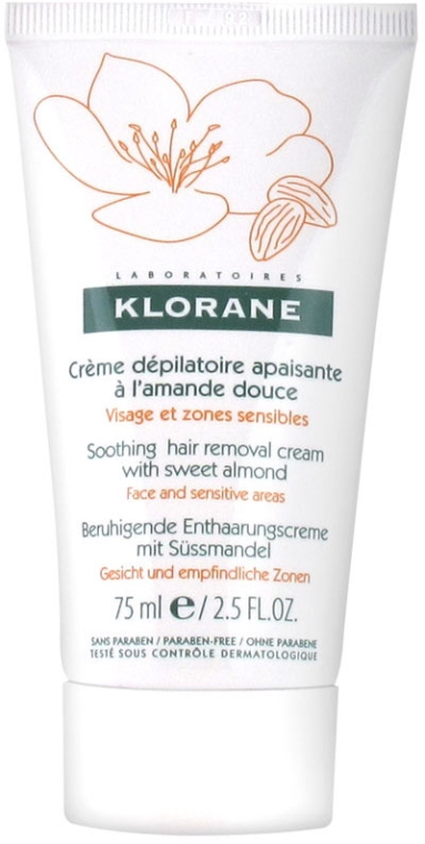 Крем для видалення волосся на обличчі - Klorane Soothing Hair Removal Cream With Sweet Almond — фото N1