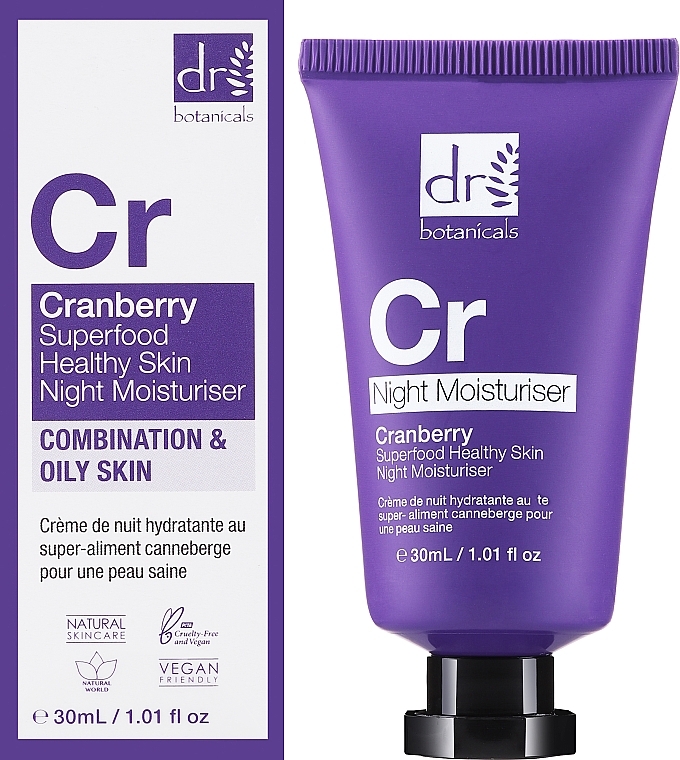 Ночной увлажняющий крем для лица - Dr. Botanicals Cranberry Superfood Healthy Skin Night Moisturiser — фото N2