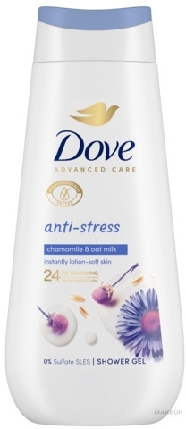 Гель для душа с голубой ромашкой и овсяным молочком - Dove Anti-Stress Shower Gel Blue Chamomile & Oat Milk — фото 225ml