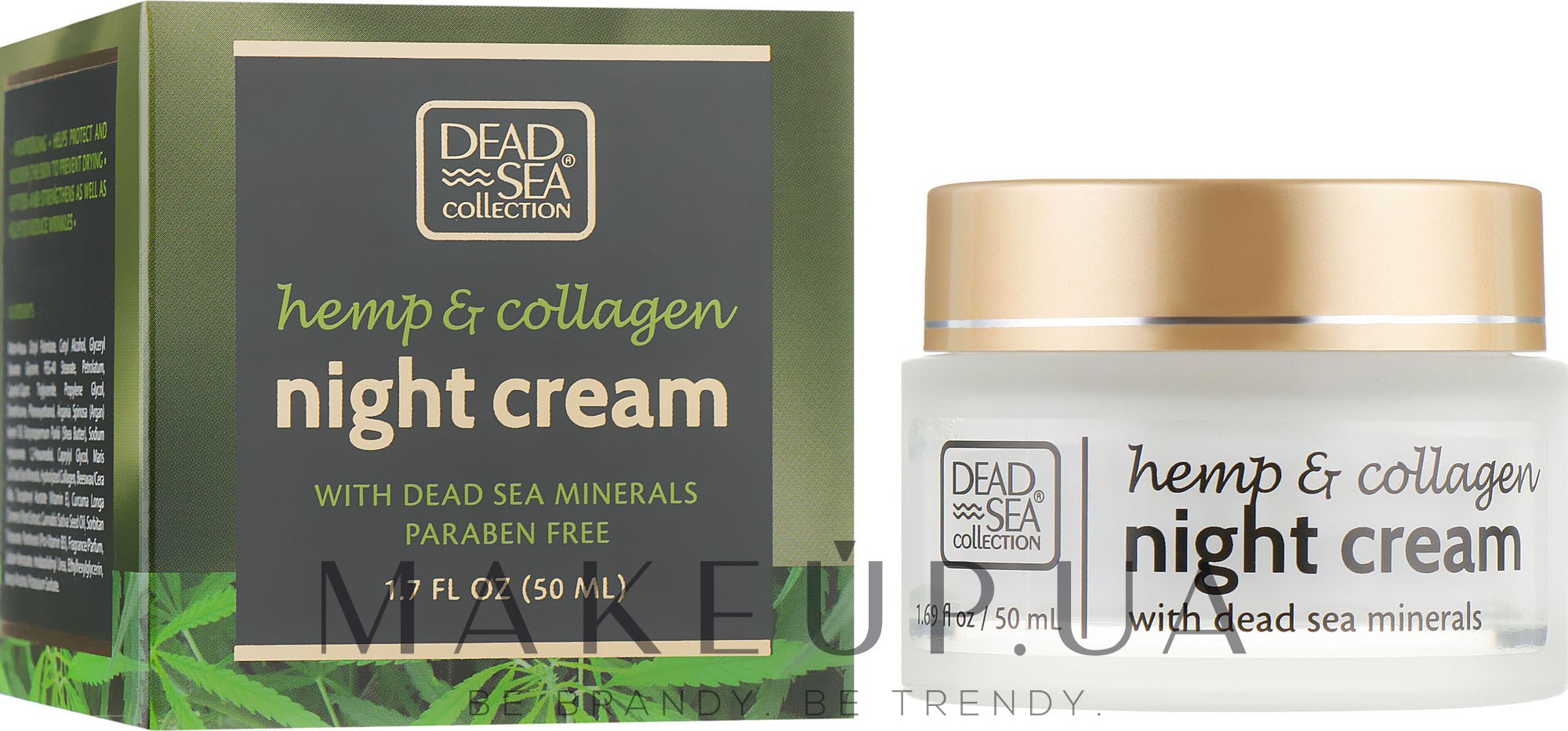 Ночной крем с экстрактом конопли, коллагеном и минералами Мертвого моря - Dead Sea Collection Hemp & Collagen Night Cream  — фото 50ml
