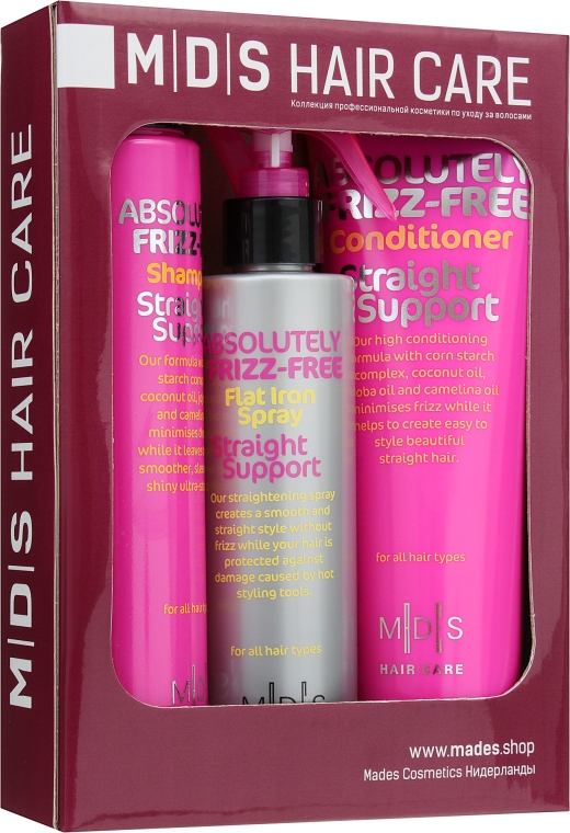 Набор "Поддержка гладкости" - Mades Cosmetics Frizz-Free (sham/250ml + cond/250ml + spray/200ml) — фото N1
