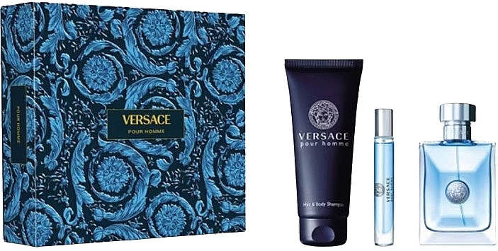 Versace Pour Homme - Набір (edt/100ml + sh/gel/150ml + edt/10ml) — фото N1