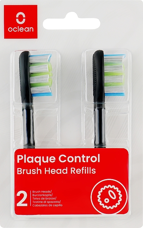 Насадки для електричної зубної щітки Plaque Control Medium, 2 шт., чорні - Oclean Brush Heads Refills — фото N1