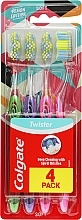 Набор мягких зубных щеток, 4 шт., салатовая+сиреневая+розова+розова - Colgate Twister Design Edition Soft Toothbrush — фото N1