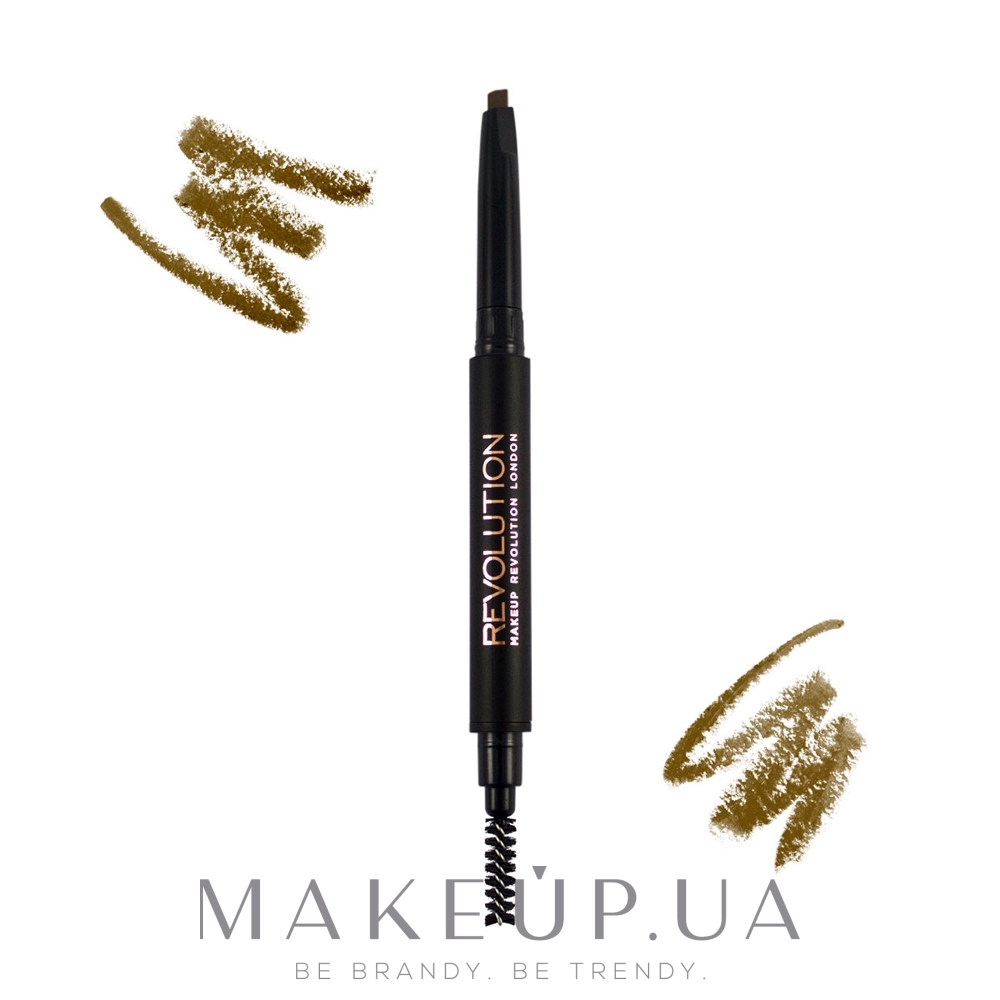 Карандаш для бровей - Makeup Revolution Duo Brow Pencil — фото Light Brown