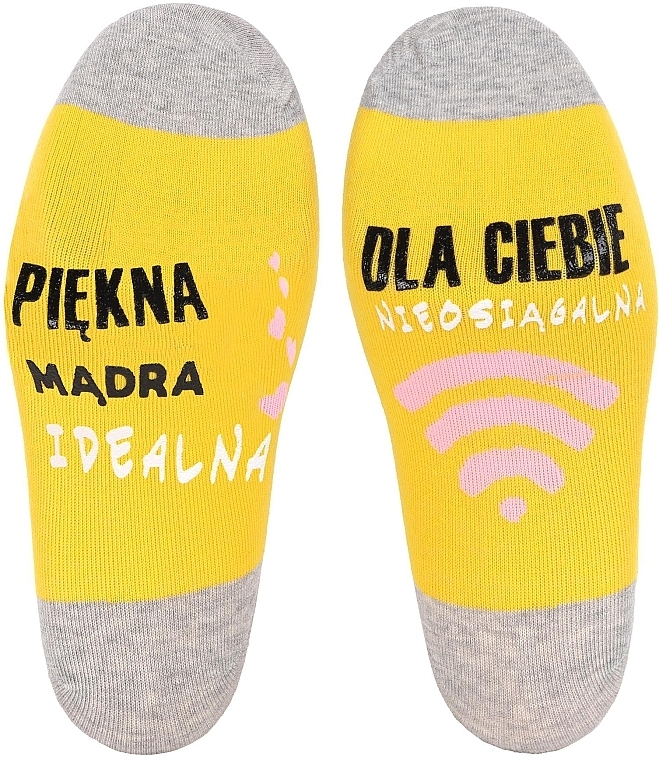 Шкарпетки жіночі з написами, жовті - Moraj — фото N2