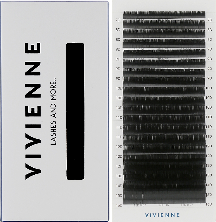 Накладні вії "Elite", чорні, 20 ліній (mix, 0.07, D, (7-16)) - Vivienne — фото N1