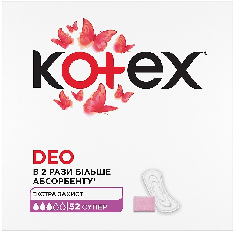 Ежедневные гигиенические прокладки, 52 шт - Kotex Super Deo — фото N2