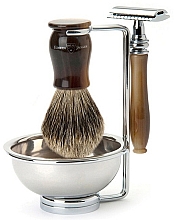 Духи, Парфюмерия, косметика Набор для бритья - Edwin Jagger Imitation Ligh Horn 4 Piece Fusion ProGlide Synthetic Silver Tip Fibre