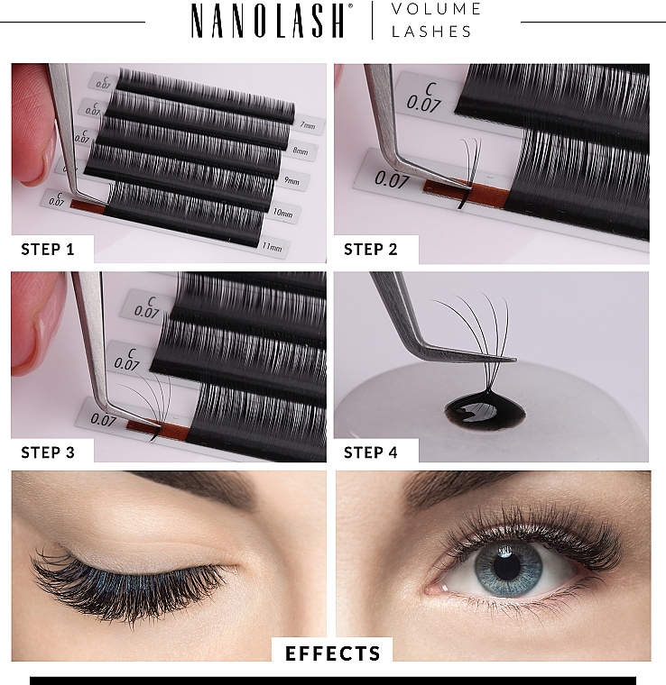 Накладные ресницы D, 0.15 (10 мм) - Nanolash Volume Lashes — фото N8