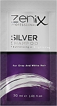 Серебряный шампунь для осветленных, мелированных и седых волос - Zenix Prof Hair Silver Shampoo (саше) — фото N1