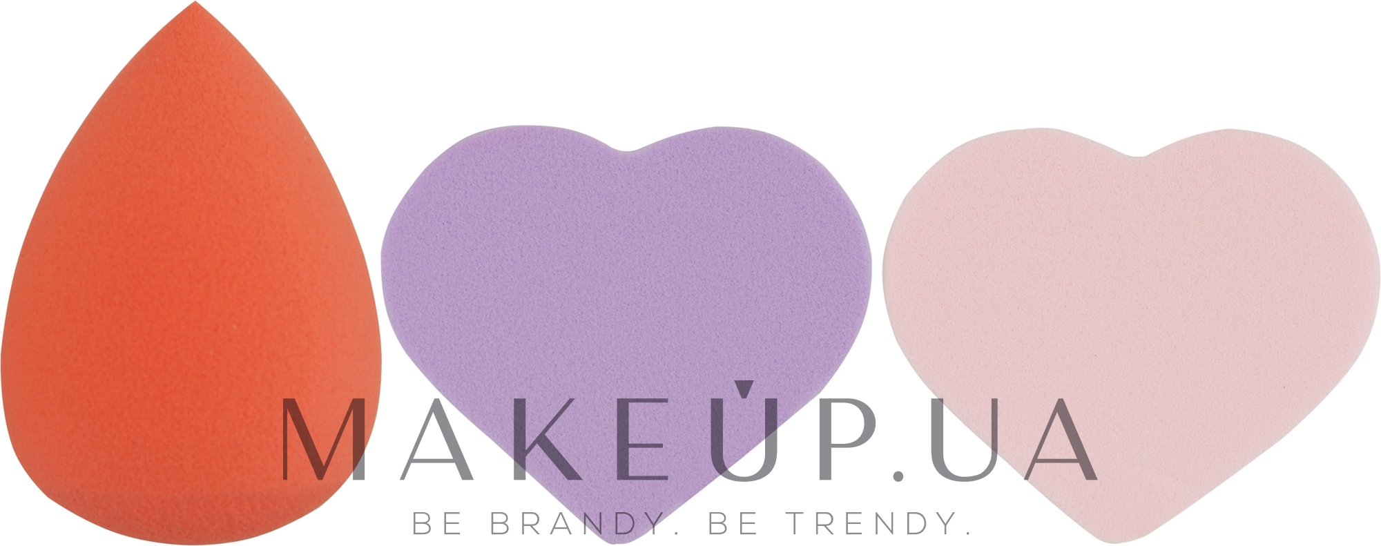 Набор спонжей для макияжа Beauty Blender, капля + 2 сердце, MIX (фиолетовый + розовый + оранжевый) - Puffic Fashion PF-229 — фото 3шт
