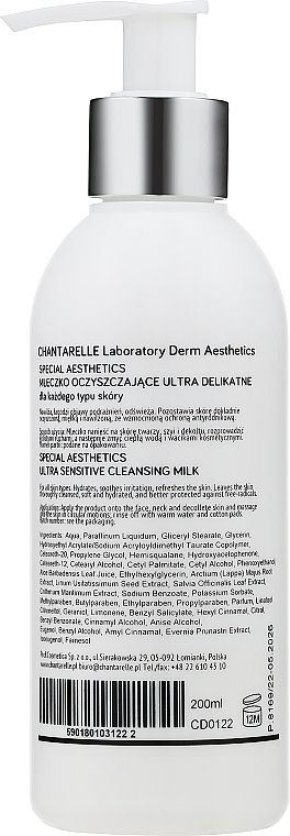Очищувальне молочко для чутливої шкіри - Chantarelle Special Aesthetics Anti-Redness Cleansing Milk — фото N2