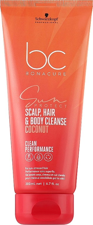 Шампунь для кожи головы, волос и тела - Schwarzkopf Professional Bonacure Sun Protect 3-In-1 Scalp, Hair & Body Cleanse Coconut — фото N2