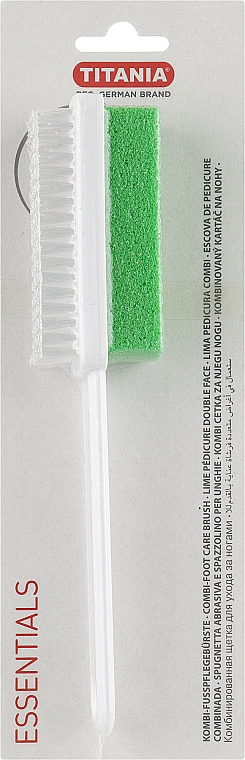 Щетка-пемза педикюрная комбинированная, 7066, на длинной ручке, салатовая - Titania — фото N1