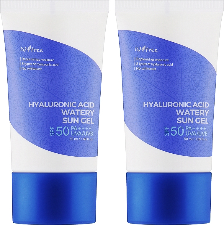 Набір сонцезахисних гелів - IsNtree Hyaluronic Acid Watery Sun Gel SPF 50+ PA++++ (gel/2x50ml) — фото N2