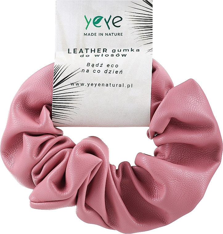 Кожаная резинка для волос 10.5 х 3.5 см, розовая - Yeye Leather Scrunchie — фото N1