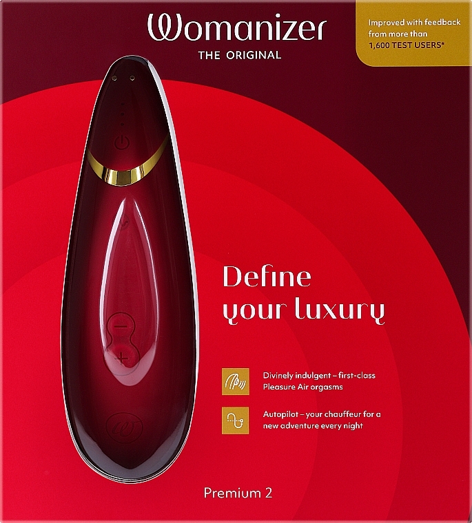 Вакуумный клиторальный стимулятор, бордовый - Womanizer Premium 2 Bordeaux — фото N1