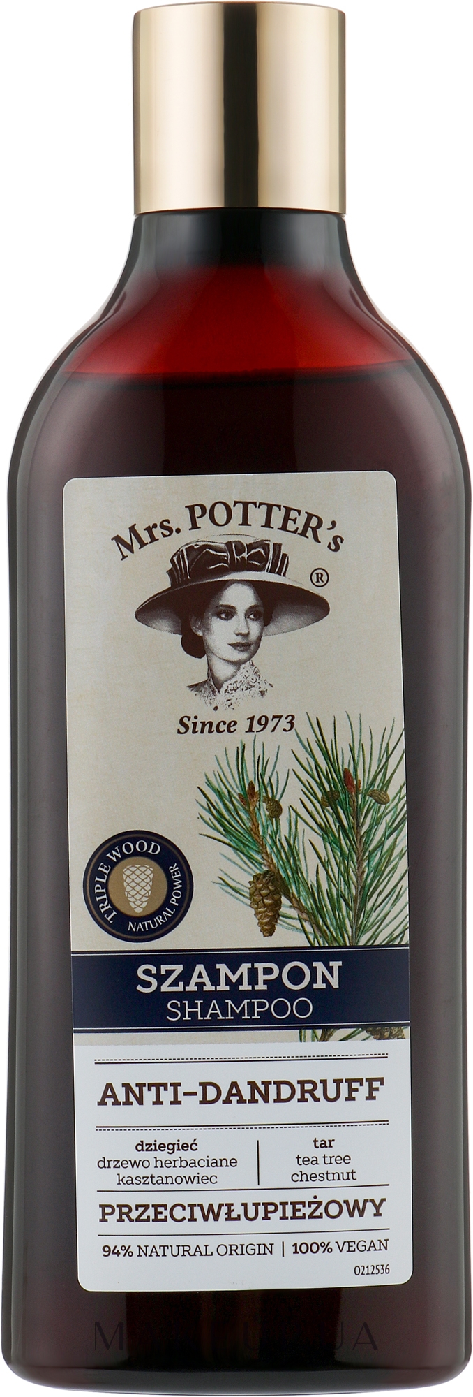 Шампунь от перхоти - Mrs. Potter's Triple Wood Anti Dandruff Shampoo — фото 390ml