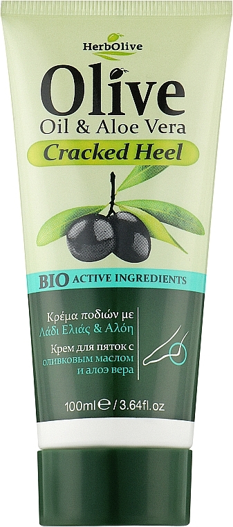 Крем проти тріщин на п'ятах з алое вера - Madis HerbOlive Oil & Aloe Vera Foot Cream Cracked Heel — фото N1