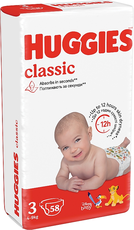 Підгузок "Classic" 3 Jumbo Pack (4-9 кг, 58 шт.) - Huggies — фото N2