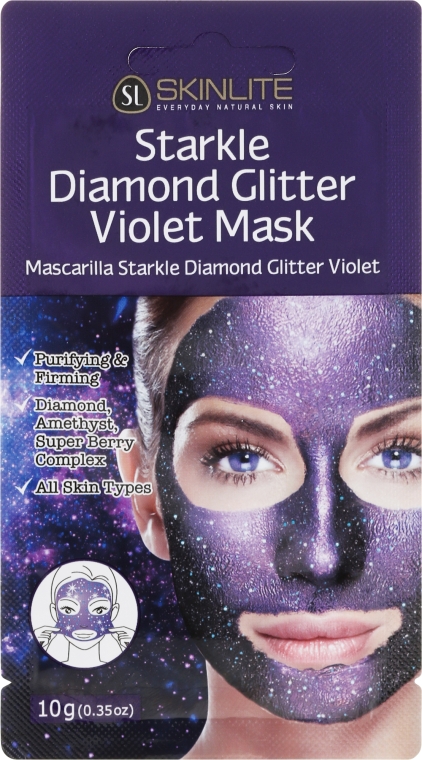 Відлущувальна маска з блискучими вкрапленнями - Skinlite Starkle Diamond Glitter Violet Mask — фото N1