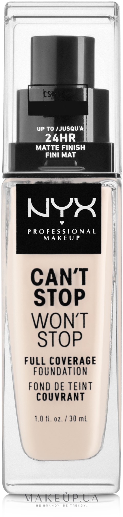 Стійка тональна основа для обличчя - NYX Professional Makeup Can't Stop Won't Stop Full Coverage Foundation — фото Alabaster