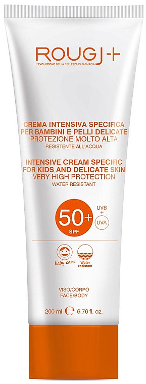 Интенсивный солнцезащитный для детей и нежной кожи - Rougj+ Intensiv Cream Specific For Kids And Delicate Skin SPF50+ — фото N1