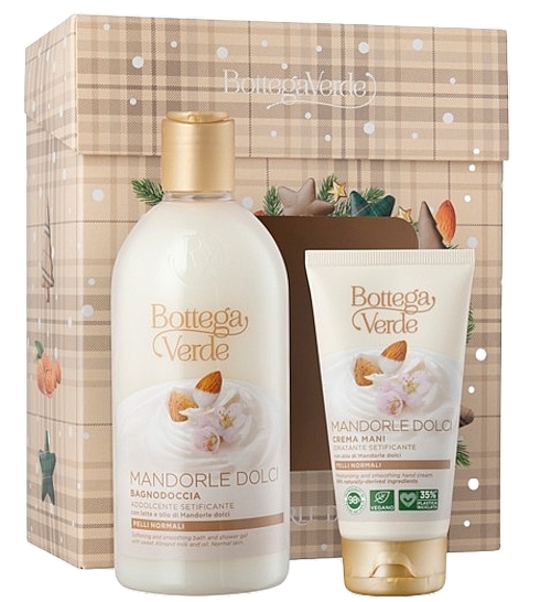 Набір - Bottega Verde Sweet Almond Milk And Oil Gift Set (sh/gel/400ml + h/cr/75ml) — фото N1