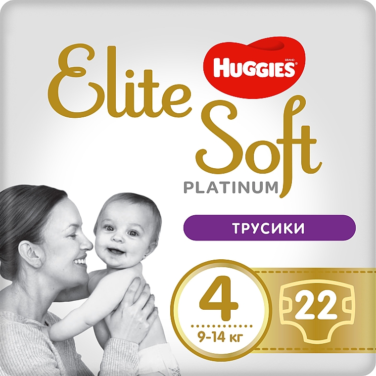 Трусики-подгузники Elite Soft Platinum Pants 4 (9-14 кг), 22 шт - Huggies — фото N1