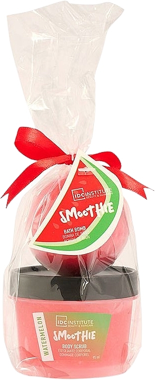 Набор - IDC Institute Smoothie Mini Bath Watermelon Set (scrub/95ml + frizz/bomb/95g) — фото N1