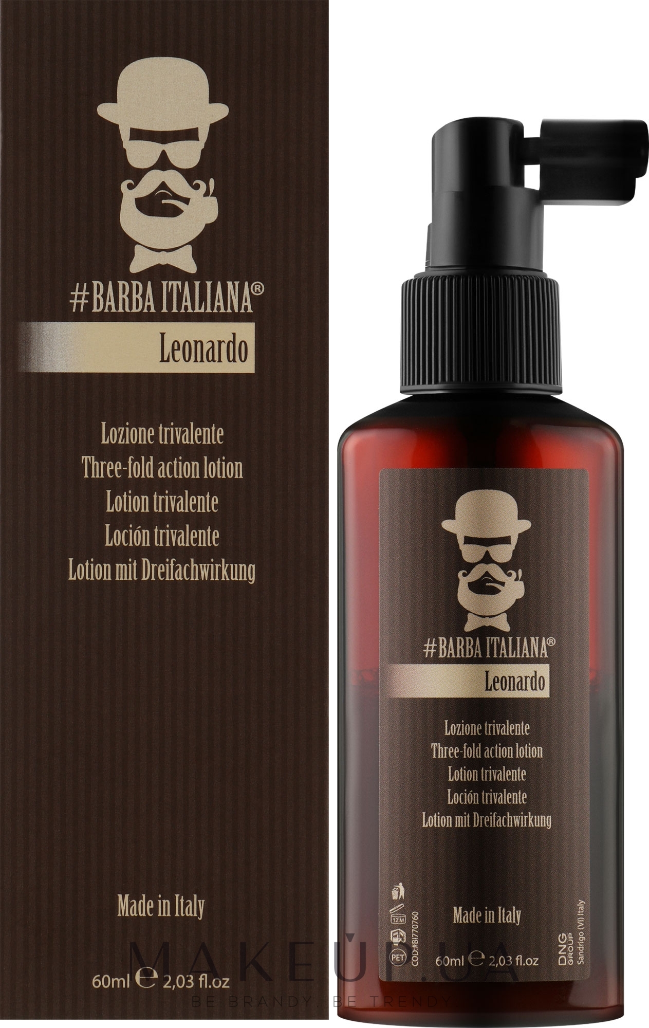 Тривалентний лосьйон для волосся - Barba Italiana Leonardo Hair Lotion — фото 60ml