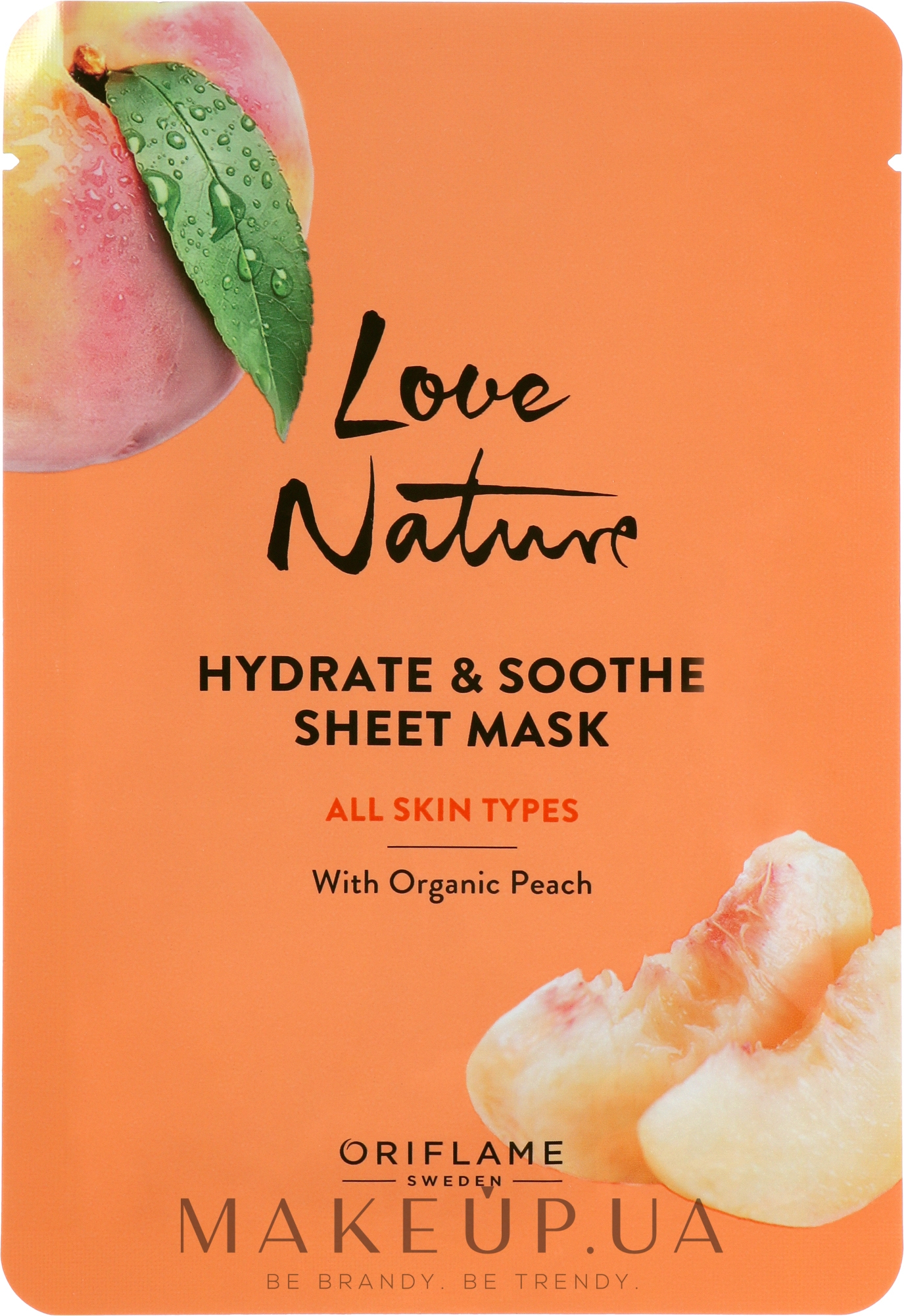 Разглаживающая тканевая маска с персиком - Oriflame Love Nature Hydrate & Soothe Sheet Mask — фото 24ml