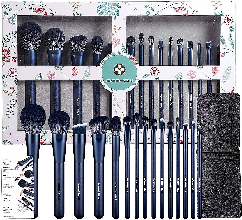 Набір пензлів для макіяжу, 15 шт. - Eigshow Makeup Brush Kit In Gift Box Tourmaline Blue — фото N2